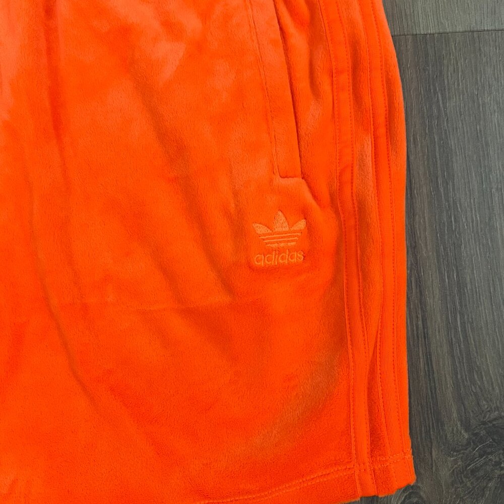 ADIDAS X Jeremy Scott Velour Mini Skirt Orange Y2K Collab Sz M - Picture 3 of 12